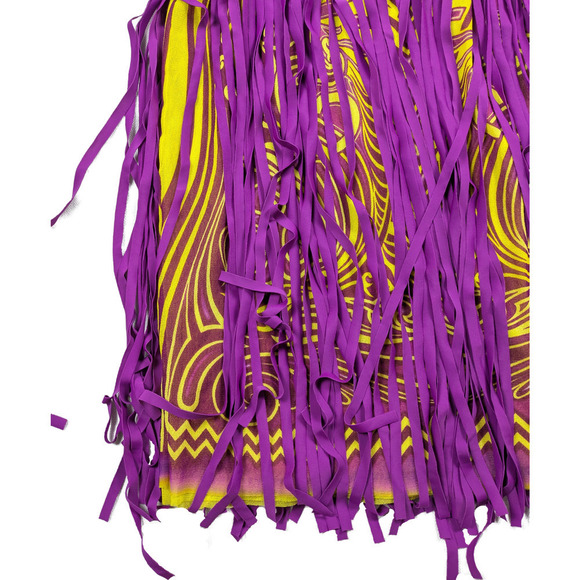 Vintage Jean Paul Gaultier Fuzzi Soleil Festival Skirt Yellow with Purple Fringe - Picture 3 of 7